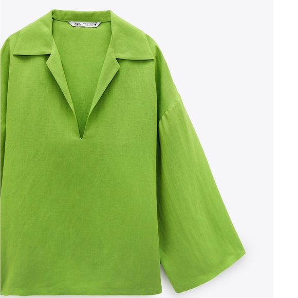 💚 Zara Green Oversized Linen Blend Shirt 💚 - Picture 14 of 14